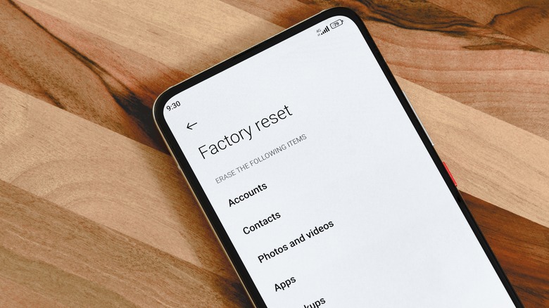 A phone performing a factory reset 