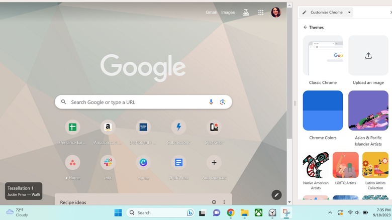 customizing profile Google Chrome