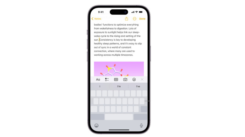 iphone trackpad in Notes