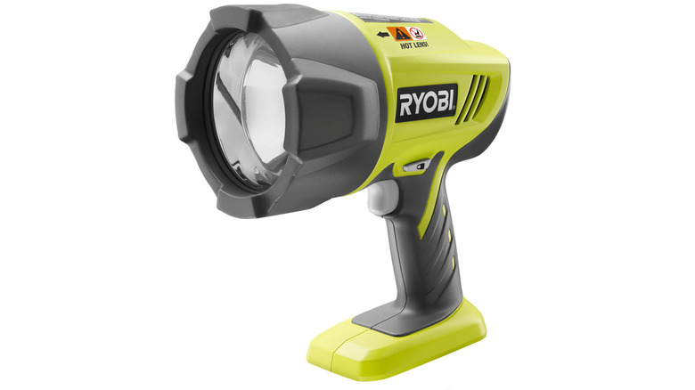 A product photo of the Ryobi Xenon Hi-Beam flashlight