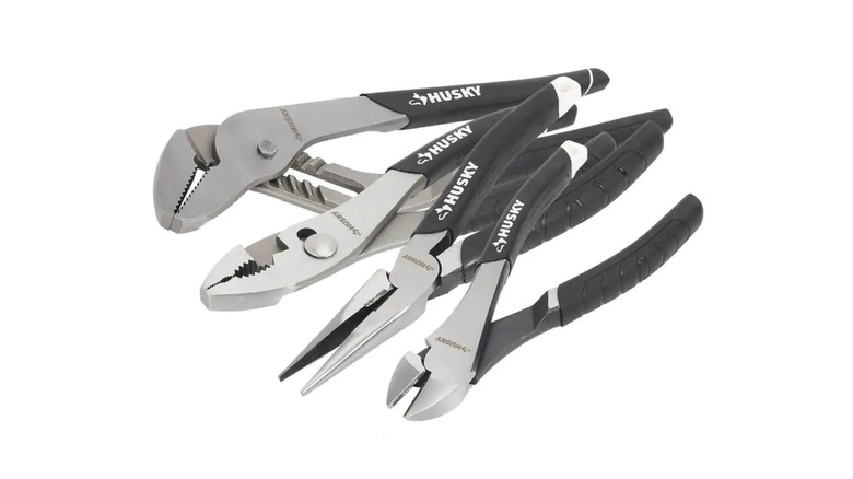 four Husky Pliers Set with black handles