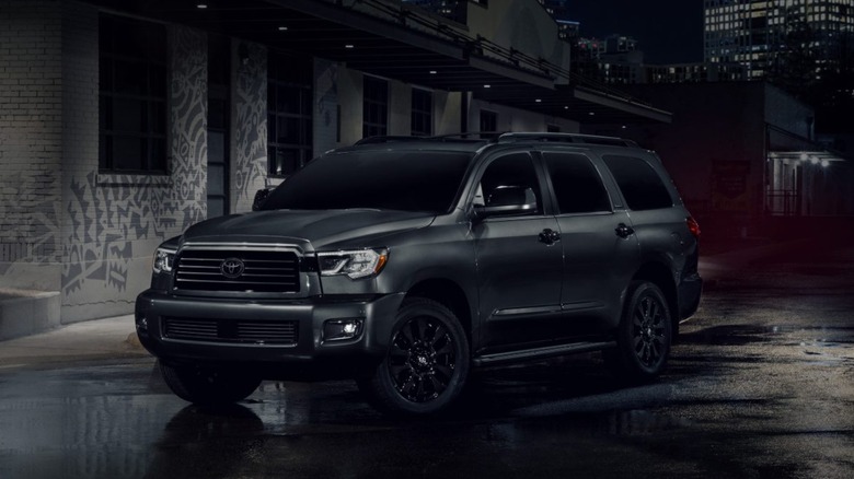 Toyota Sequoia parked at night