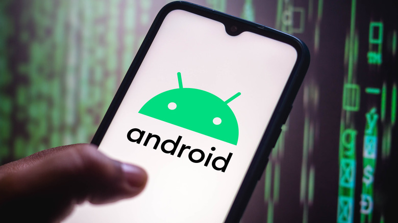 Android logo displayed on smartphone screen