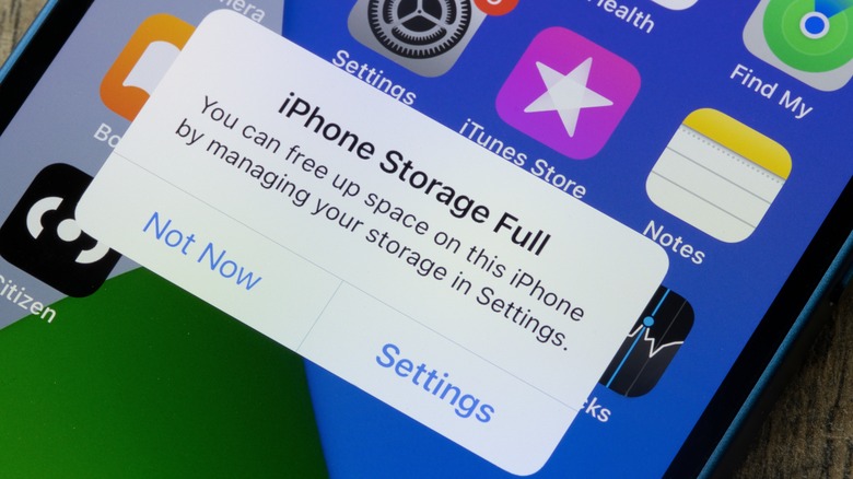 iPhone storage full notification