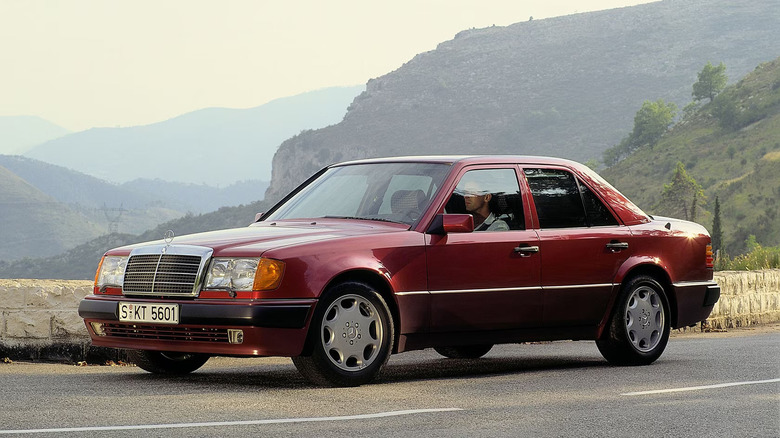 Red Mercedes-Benz 500 E W124 sports sedan