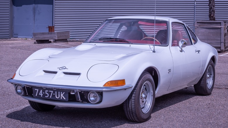 White 1968 Opel GT sports car