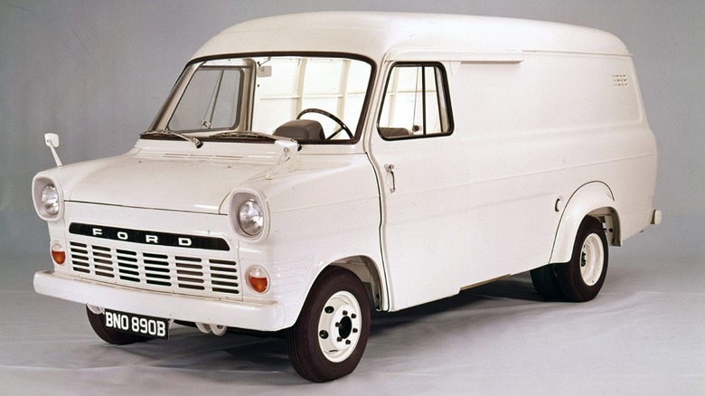 Ford Transit Mk1 white color front 3/4 view