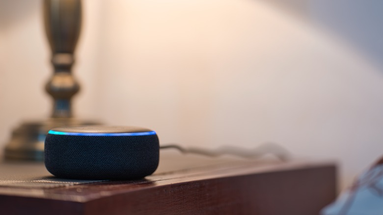 Echo Dot on a nightstand