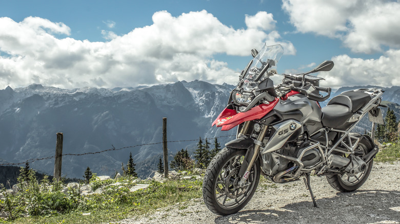 BMW 1200 GS parked at an overlook