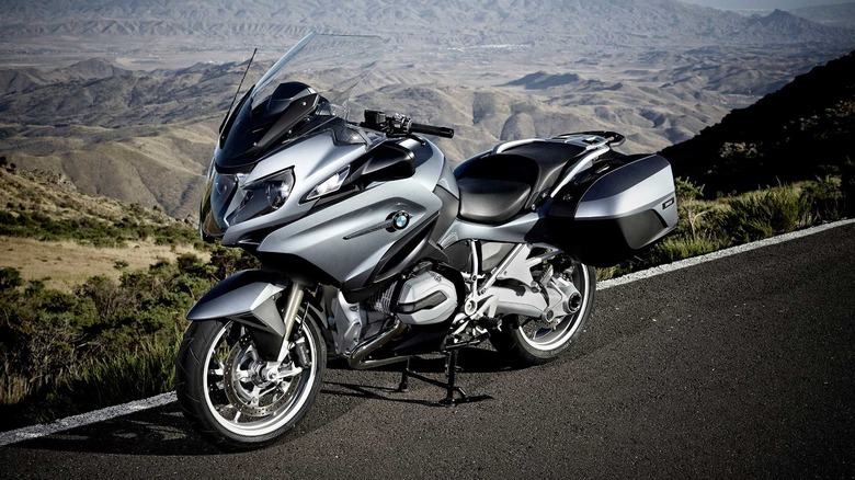 BMW R 1200 RT parked along a highway