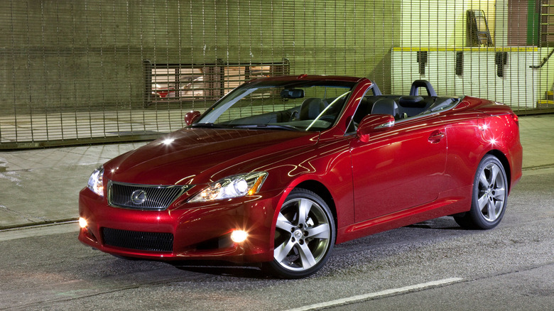 A Lexus IS250 C in red, front 3/4 view