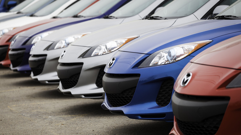 Row of Mazda cars