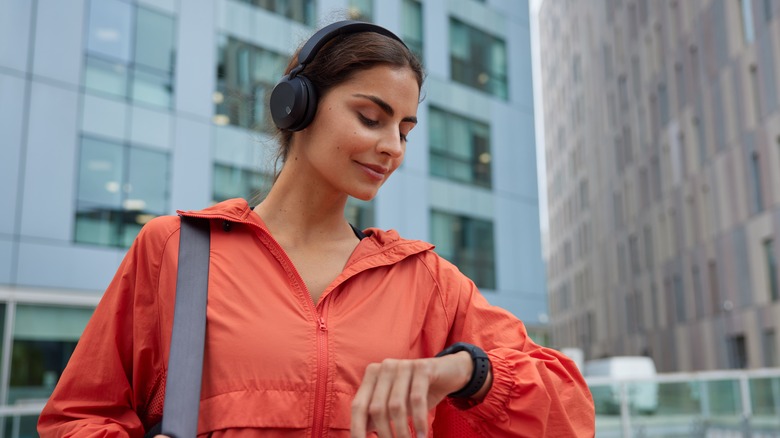 woman listening to music