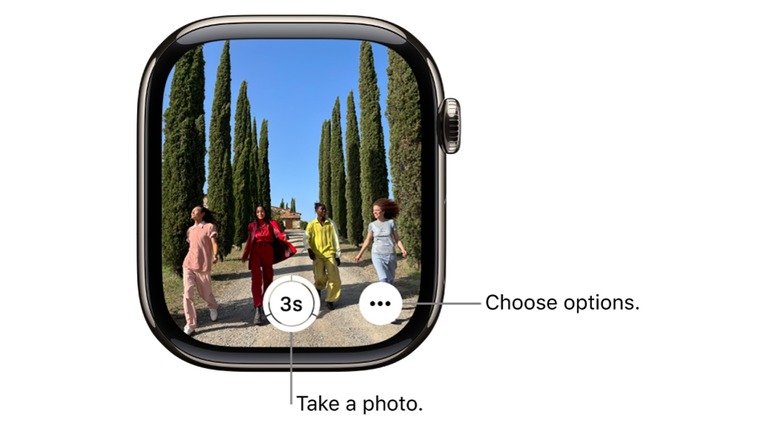 Four woman taking a photo from Apple Watch