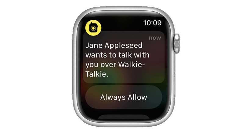 Apple Watch showing request to talk on Walkie Talkie