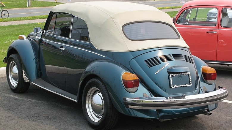 Blue 1975 Volkswagen Super Beetle convertible