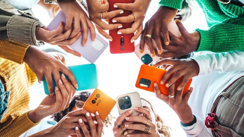 Group picture of different mobile phones