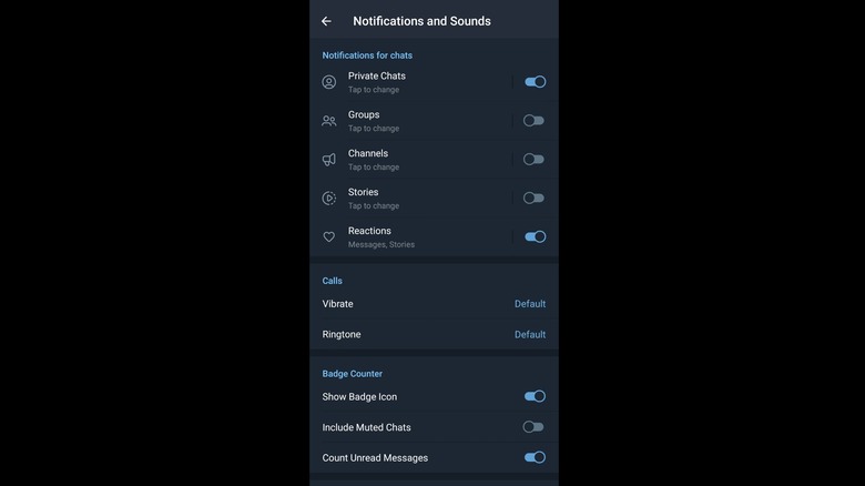 telegram in-app notification settings