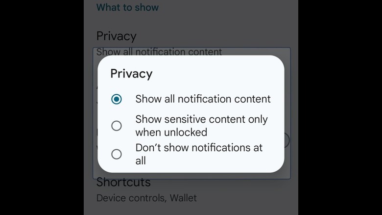 lock screen notification settings