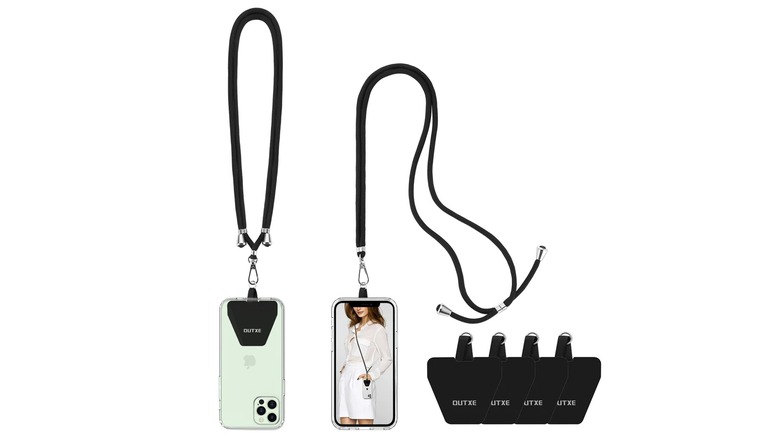 two phone lanyards and clips