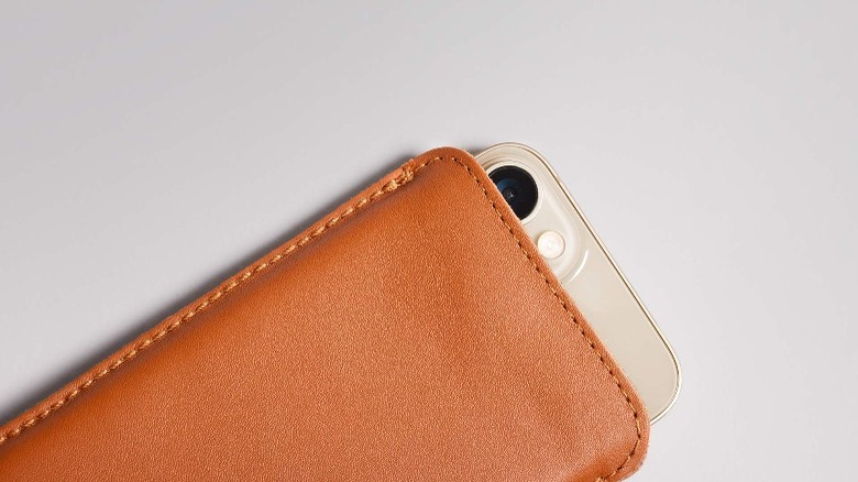 a leather phone sleee