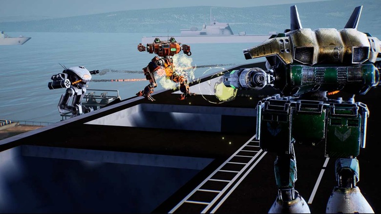 Screenshot of World of Mechs VR video game, controlling mechs