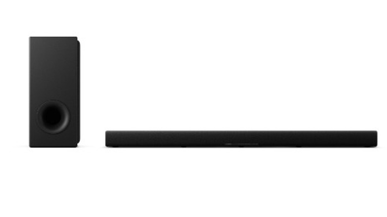 SR-X50A Dolby Atmos Soundbar and accompanying subwoofer