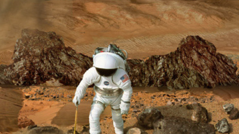 Illustration of an astronaut on Mars