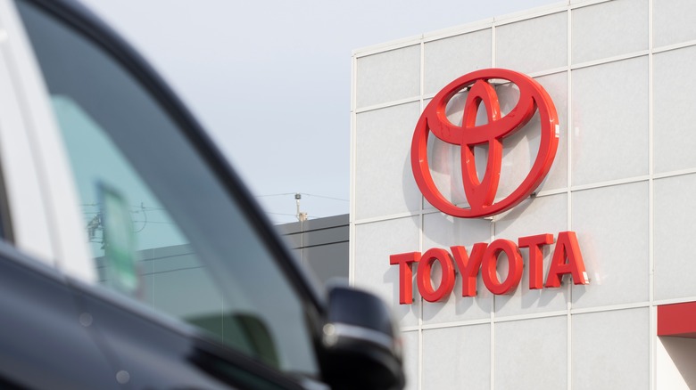 Toyota logo at dealership in California