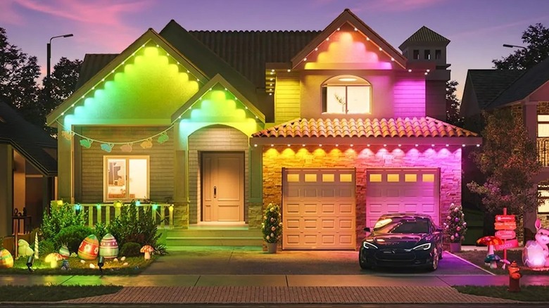 Govee lights on a house