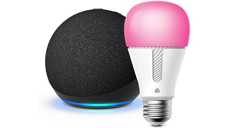 Echo Dot with Kasa Smart light bulb