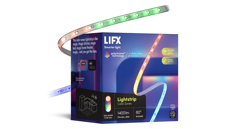 Packaging for strip of colored LED lights