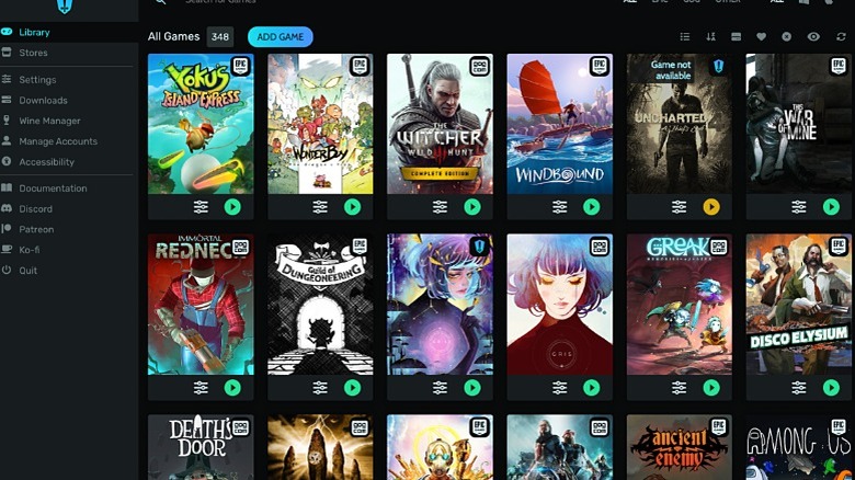 Heroic Games Launcher display games in a library