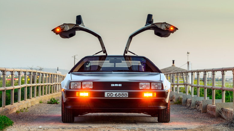 DeLorean with doors open