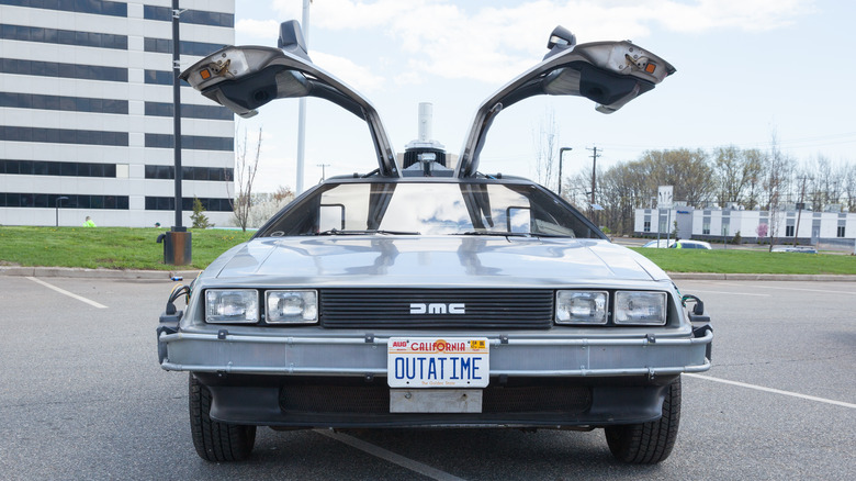 DeLorean in parking lot