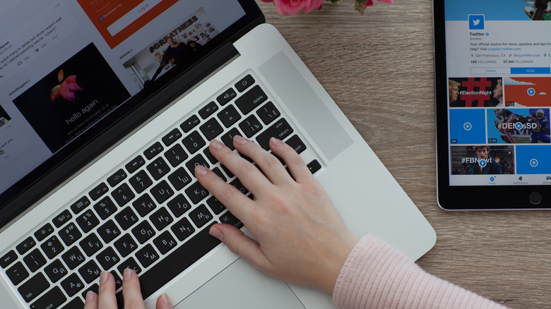 Woman using a Mac