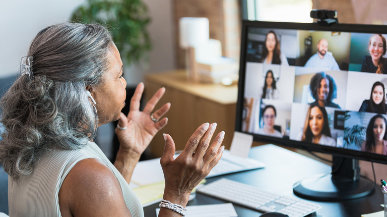 Woman using video conference