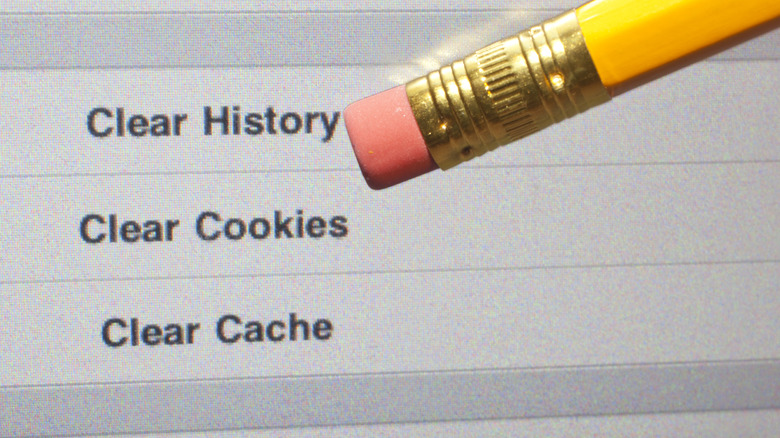 clear history, cookies and cache options