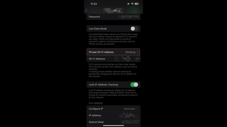 iPhone rotating Wi-Fi settings