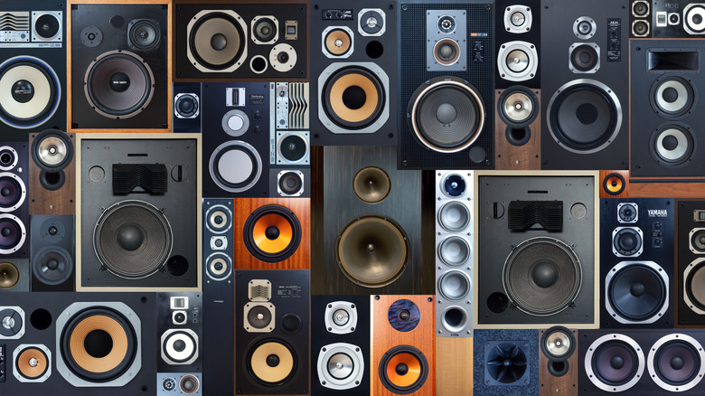 a large collection of different speakers