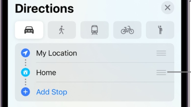 Add stop to journey on Apple Maps