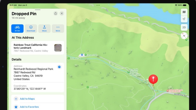 A pin dropped in Apple Maps