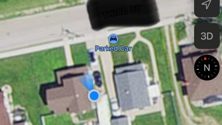 Parked car showing in Apple Maps