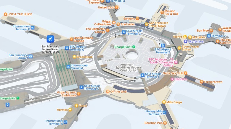 An aiport in Apple Maps