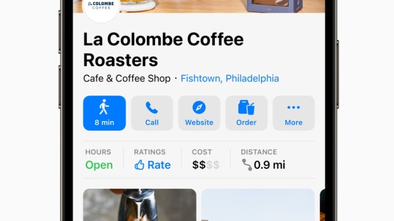 Looking at a restaurant on Apple Maps