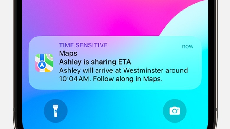 A shared ETA in Apple Maps