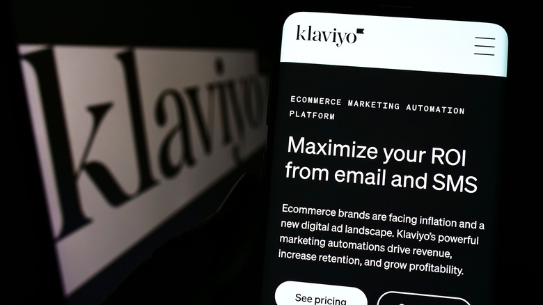 Screenshot of Klaviyo website displayed on smartphone