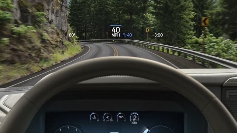 Head-up display on truck windshield