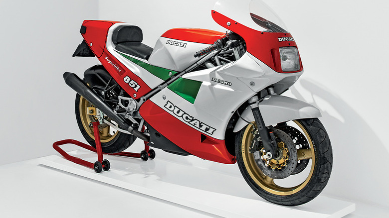 Ducati 851 Tricolore Sport Bike on racing stand