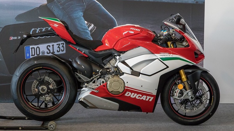 Ducati Panigale V4 on race stand